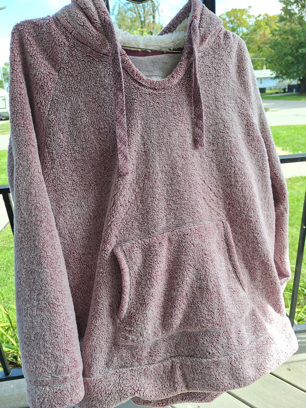 Cozy Casual Plush Hooded Pullover - Mauve Pink
